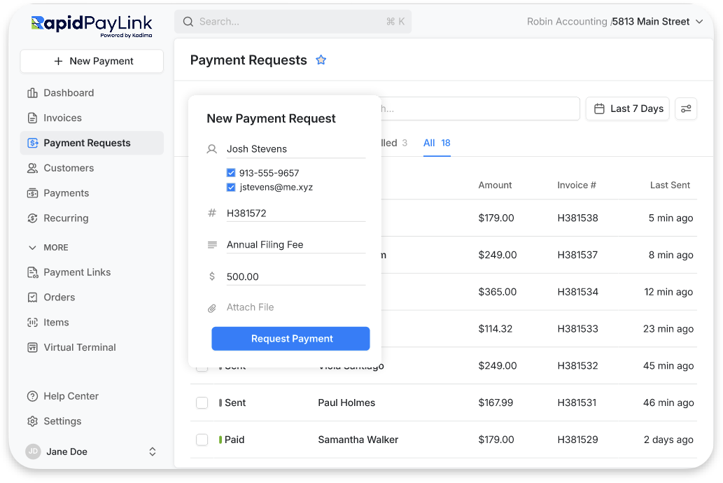 RapidPayLink dashboard